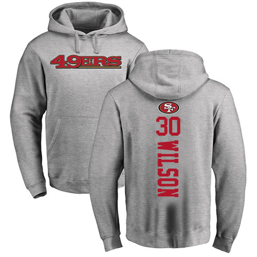 Men San Francisco 49ers Ash Jeff Wilson Backer #30 Pullover NFL Hoodie Sweatshirts
